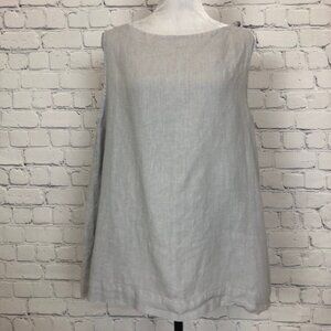 La Fixsun 100% Linen Gray Sleeveless Top Size S